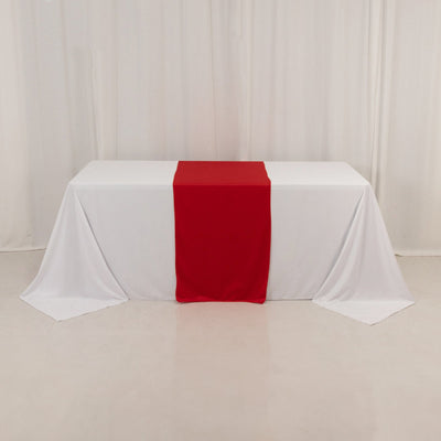 Scuba Polyester 24’’x72’’ Wide Table Runner Red - Wrinkle-Free Table Linen - Runners