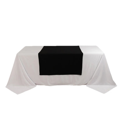 Scuba Polyester 36’’x72’’ Wide Table Runner Black - Wrinkle-Free Trade Show Table Linen - Runners