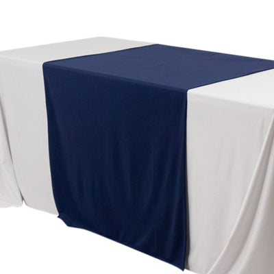 Scuba Polyester 36’’x72’’ Wide Table Runner Navy Blue - Wrinkle-Free Trade Show Table Linen - Runners