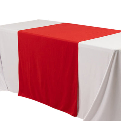 Scuba Polyester 36’’x72’’ Wide Table Runner Red - Wrinkle-Free Trade Show Table Linen - Runners