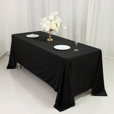 Scuba Rectangular 72’’x120’’ Tablecloth Black - Wrinkle Free & Stain Resistant Table Cover - Tablecloths