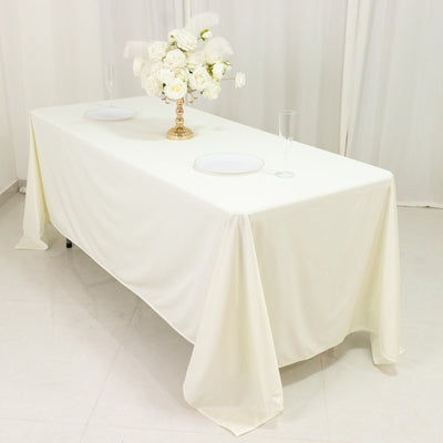 Scuba Rectangular 72’’x120’’ Tablecloth Ivory - Wrinkle Free & Stain Resistant Table Cover - Tablecloths