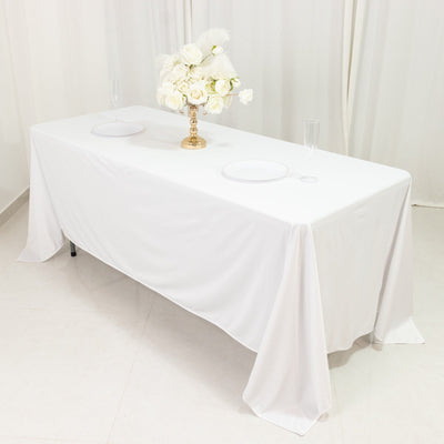 Scuba Rectangular 72’’x120’’ Tablecloth White - Wrinkle Free & Stain Resistant Table Cover - Tablecloths