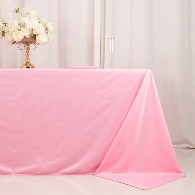 Scuba Rectangular 90’’x132’’ Tablecloth Pink - Wrinkle Free Stain Resistant & Seamless Table Cover - Tablecloths