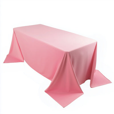 Scuba Rectangular 90’’x132’’ Tablecloth Pink - Wrinkle Free Stain Resistant & Seamless Table Cover - Tablecloths