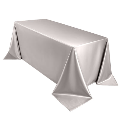 Scuba Rectangular 90’’x132’’ Tablecloth Shimmering Silver - Wrinkle Free & Stain Resistant Seamless Table Cover