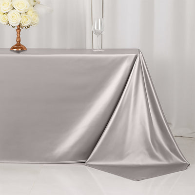 Scuba Rectangular 90’’x132’’ Tablecloth Shimmering Silver - Wrinkle Free & Stain Resistant Seamless Table Cover