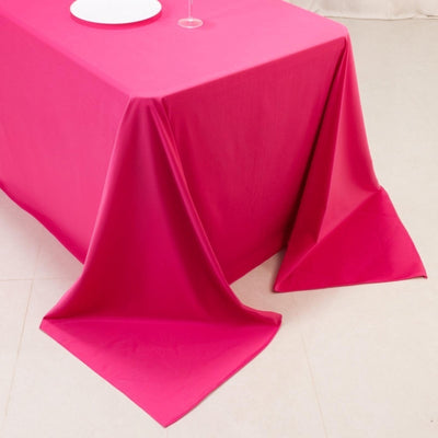 Scuba Rectangular 90’’x156’’ Tablecloth Fuchsia - Wrinkle Free Stain Resistant & Seamless Table Cover - Tablecloths