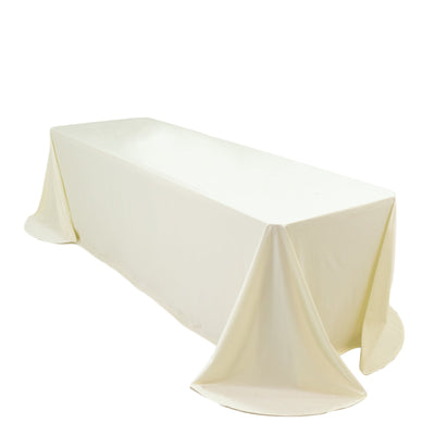 Scuba Rectangular 90’’x156’’ Tablecloth Ivory with Rounded Corners â€“ Seamless Wrinkle Free & Stain Resistant Table