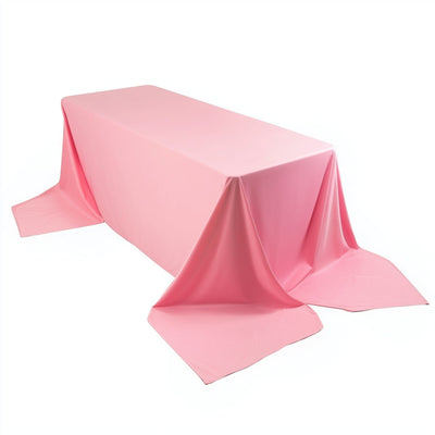 Scuba Rectangular 90’’x156’’ Tablecloth Pink - Wrinkle Free Stain Resistant & Seamless Table Cover - Tablecloths