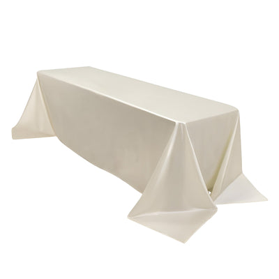 Scuba Rectangular 90’’x156’’ Tablecloth Shimmering Pearl White - Wrinkle Free & Stain Resistant Seamless Table Cover