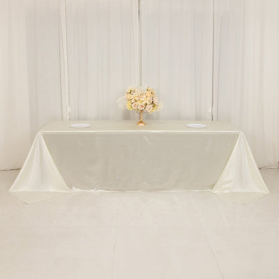 Scuba Rectangular 90’’x156’’ Tablecloth Shimmering Pearl White - Wrinkle Free & Stain Resistant Seamless Table Cover