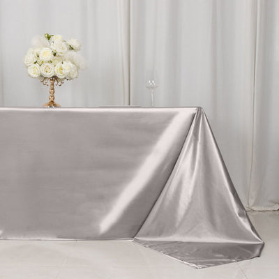 Scuba Rectangular 90’’x156’’ Tablecloth Shimmering Silver - Wrinkle Free & Stain Resistant Seamless Table Cover