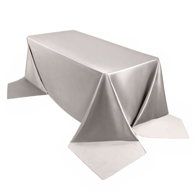 Scuba Rectangular 90’’x156’’ Tablecloth Shimmering Silver - Wrinkle Free & Stain Resistant Seamless Table Cover