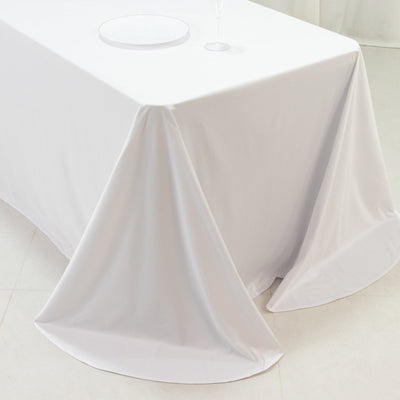Scuba Rectangular 90’’x156’’ Tablecloth White with Rounded Corners â€“ Seamless Wrinkle Free & Stain Resistant Table