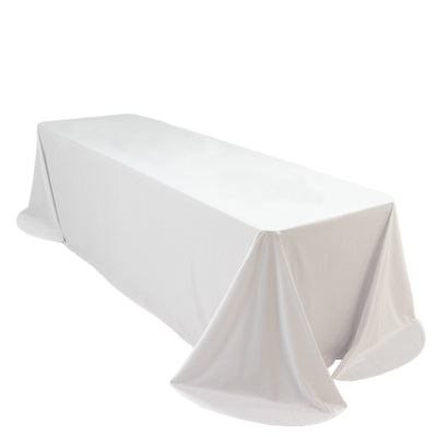 Scuba Rectangular 90’’x156’’ Tablecloth White with Rounded Corners â€“ Seamless Wrinkle Free & Stain Resistant Table