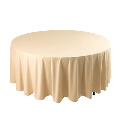 Scuba Round 108’’ Tablecloth Beige - Wrinkle Free & Stain Resistant Table Cover - Tablecloths
