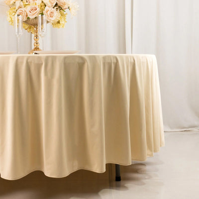 Scuba Round 108’’ Tablecloth Beige - Wrinkle Free & Stain Resistant Table Cover - Tablecloths