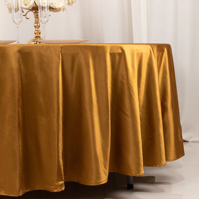 Scuba Round 108’’ Tablecloth Shimmering Gold - Wrinkle Free & Stain Resistant Table Cover for Weddings and Parties