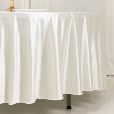 Scuba Round 108’’ Tablecloth Shimmering Pearl White - Wrinkle Free & Stain Resistant Table Cover - Tablecloths