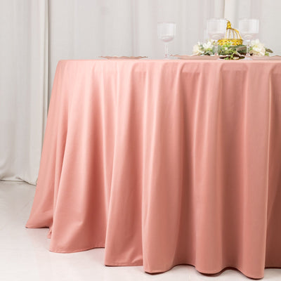 Scuba Round 120’’ Tablecloth Dusty Rose - Wrinkle Free & Stain Resistant Seamless Table Cover - Tablecloths