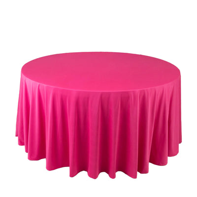 Scuba Round 120’’ Tablecloth Fuchsia - Wrinkle Free & Stain Resistant Seamless Table Cover - Tablecloths