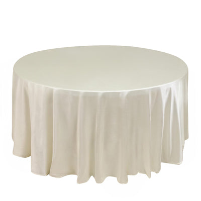 Scuba Round 120’’ Tablecloth Shimmering Pearl White - Wrinkle Free Stain Resistant & Seamless Table Cover - Tablecloths