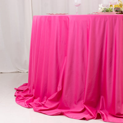 Scuba Round 132’’ Tablecloth Fuchsia - Wrinkle Free & Stain Resistant Seamless Table Cover - Tablecloths