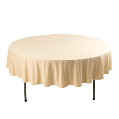 Scuba Round 90’’ Tablecloth Beige - Wrinkle Free & Stain Resistant Table Cover - Tablecloths