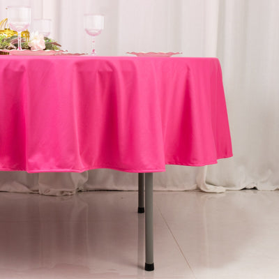 Scuba Round 90’’ Tablecloth Fuchsia - Wrinkle Free & Stain Resistant Table Cover - Tablecloths