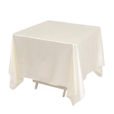 Scuba Square 70’’x70’’ Tablecloth Shimmer Pearl White - Wrinkle Free & Stain Resistant Table Cover for Weddings