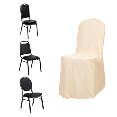 Scuba Stretch Chair Cover Beige for Banquet Chairs Slim Fit Design - Wrinkle Free and Durable Slipcover - Chair Covers