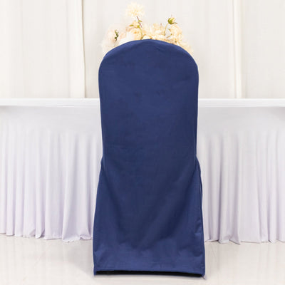 Scuba Stretch Chair Cover Navy Blue for Banquet Chairs Slim Fit Design - Wrinkle Free and Durable Slipcover - Chair