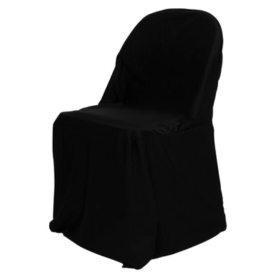 Scuba Stretch Folding Chair Cover Black - Wrinkle Free & Durable Slipcover - Chair Covers