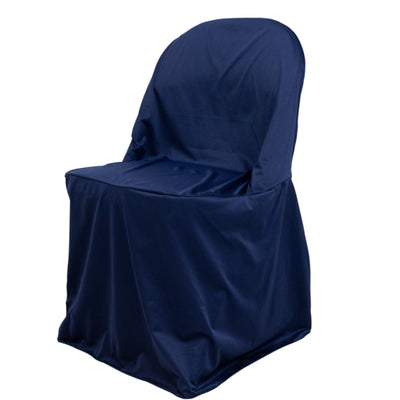 Scuba Stretch Folding Chair Cover Navy Blue - Wrinkle Free & Durable Slipcover - Chair Covers