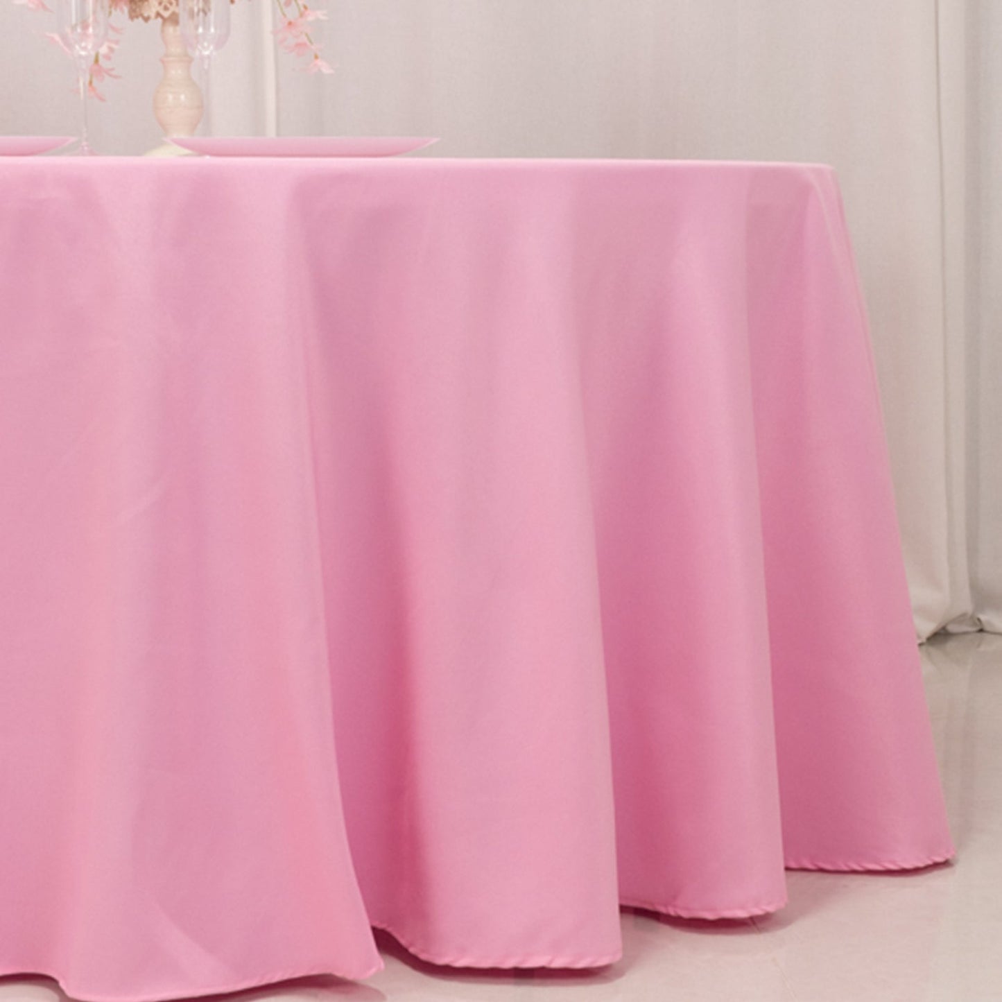 Premium Polyester 120" Round Tablecloth Pink - Seamless 220GSM Wrinkle-Resistant Table Cover