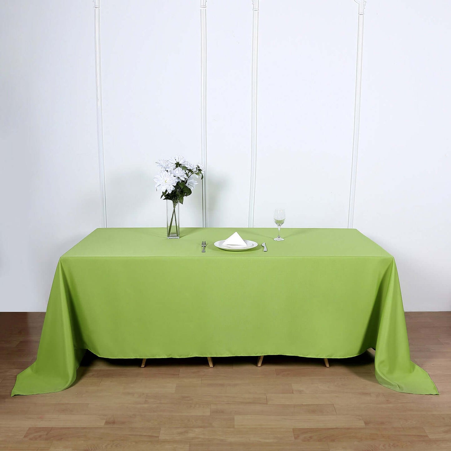 Polyester 90"x132" Rectangle Tablecloth Apple Green - Seamless Wrinkle-Resistant Table Cover