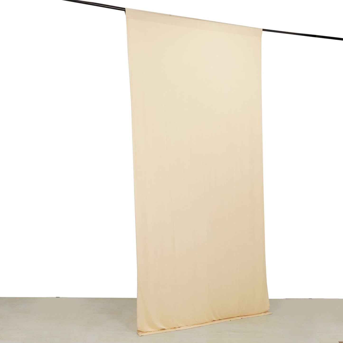 Beige 4-Way Stretch Spandex Event Curtain Drapes, Wrinkle Free Backdrop Event Panel with Rod Pockets - 5ftx10ft
