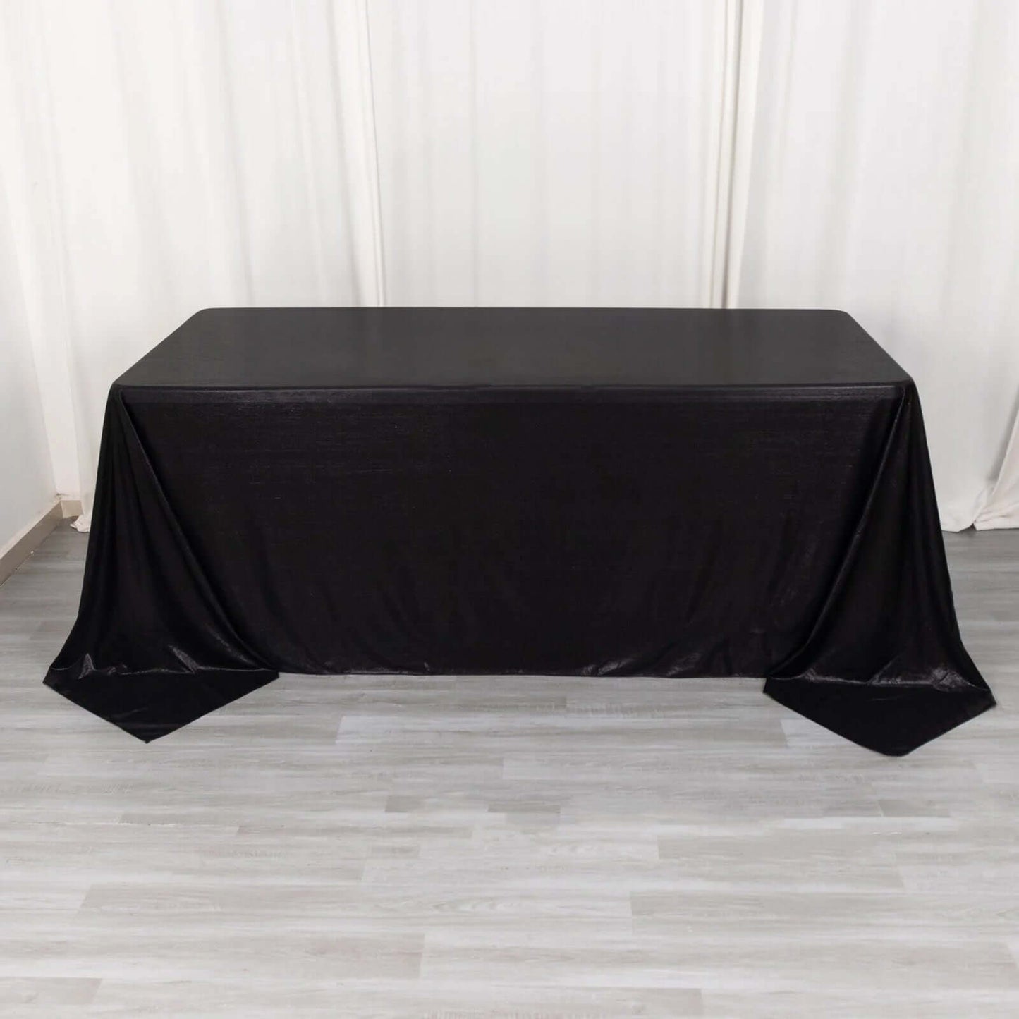 Sequin Dots Polyester 90"x132" Rectangle Tablecloth Shimmering Black - Seamless, Glittering & Wrinkle Free Table Cover