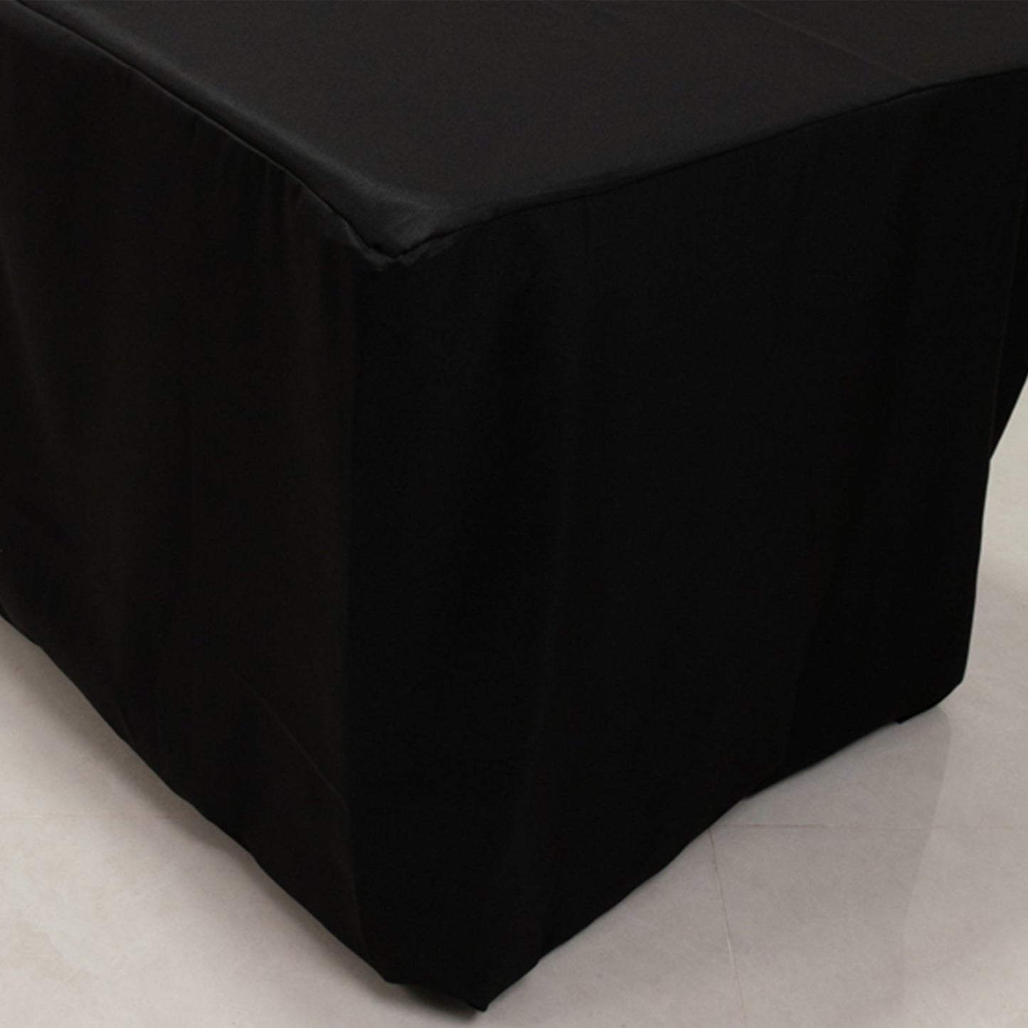 Premium Polyester 8ft Rectangle Tablecloth Black Durable Fitted 220GSM Table Cover