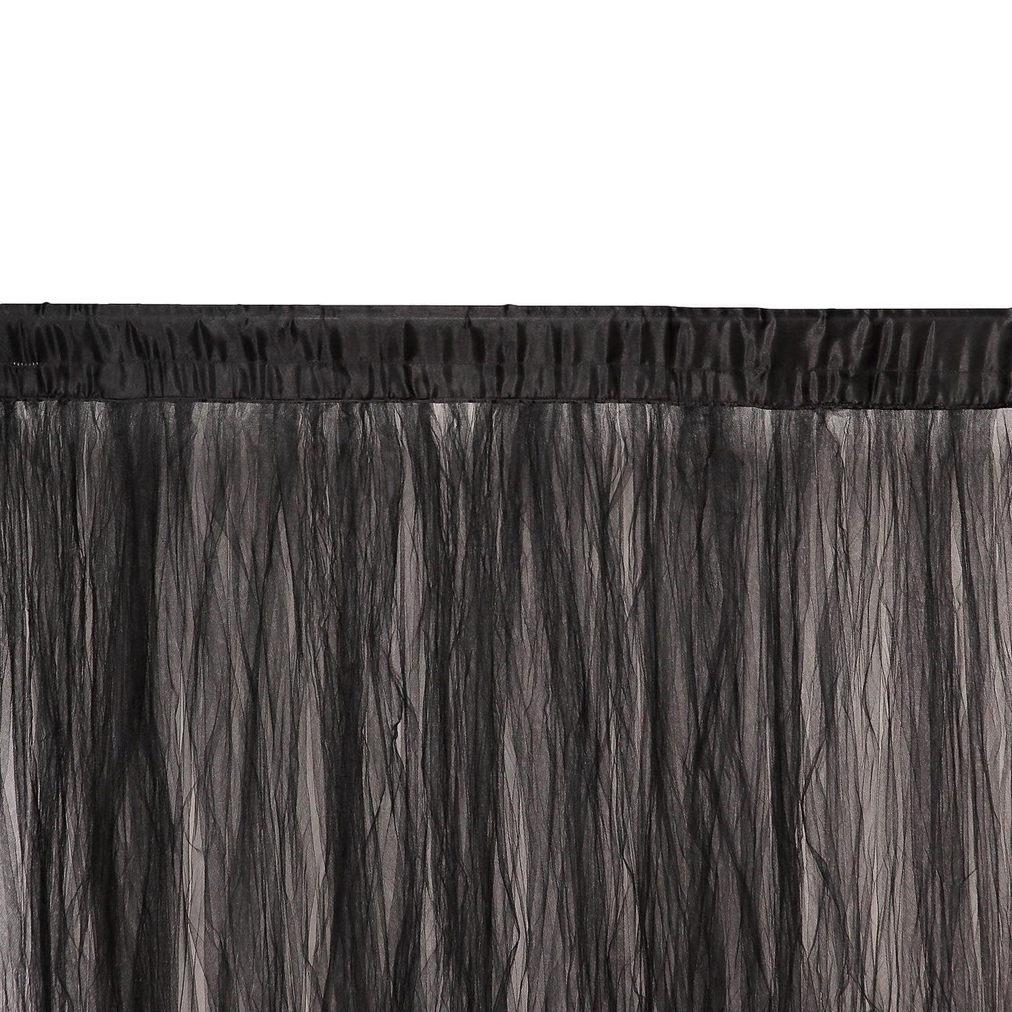 5ftx10ft Black Dual Sided Sheer Tulle Event Curtain Drapes With Satin Header, Rod Ready Backdrop Event Panel