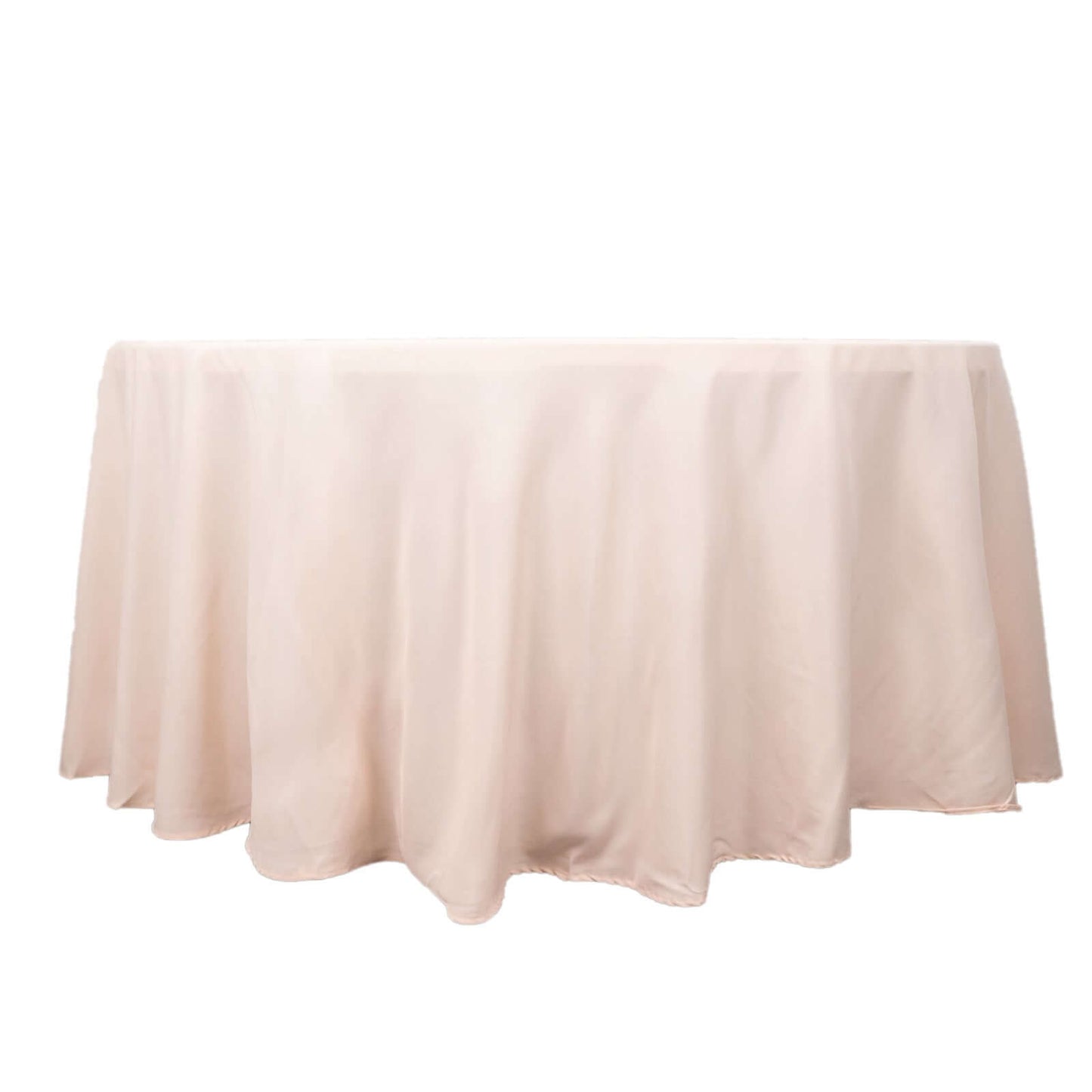 Premium Polyester 120" Round Tablecloth Blush - Seamless 220GSM Wrinkle-Resistant Table Cover