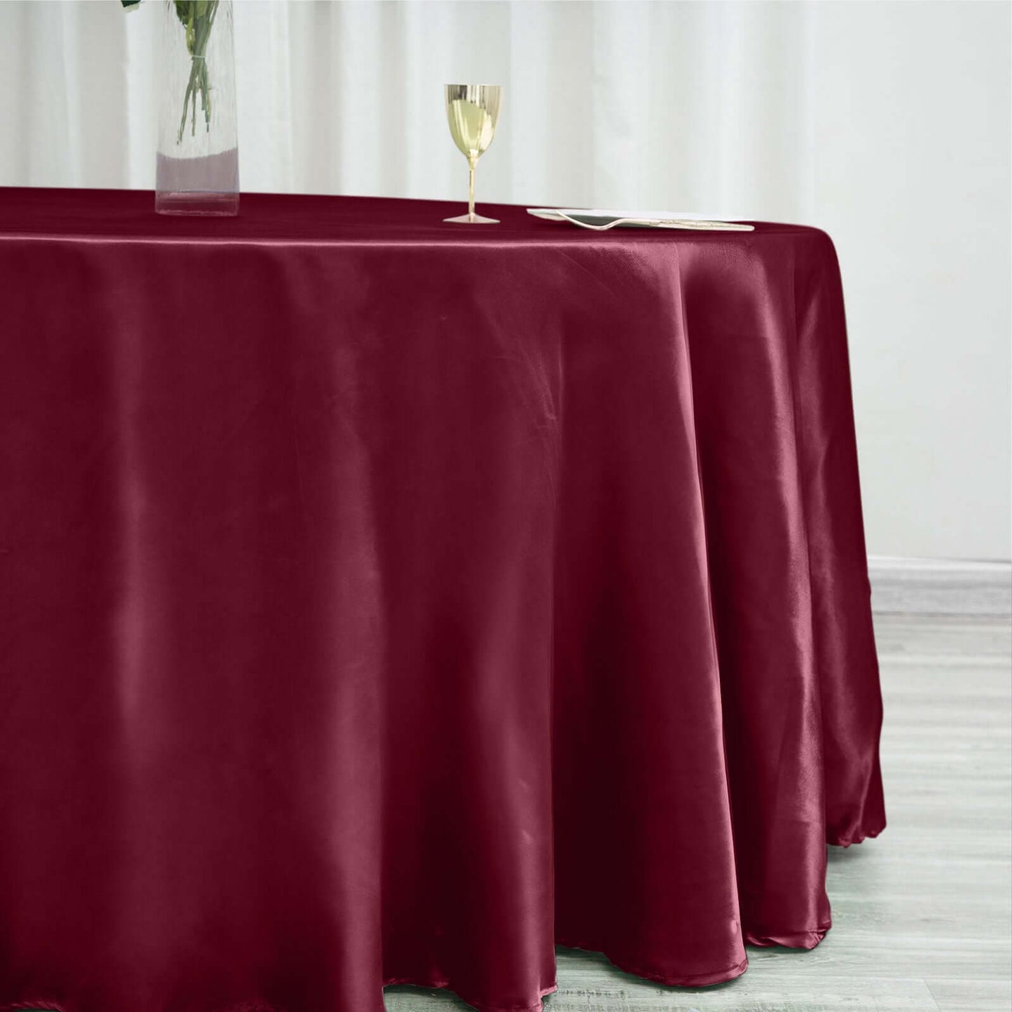 Satin 120" Round Tablecloth Burgundy - Stylish Seamless Table Cover