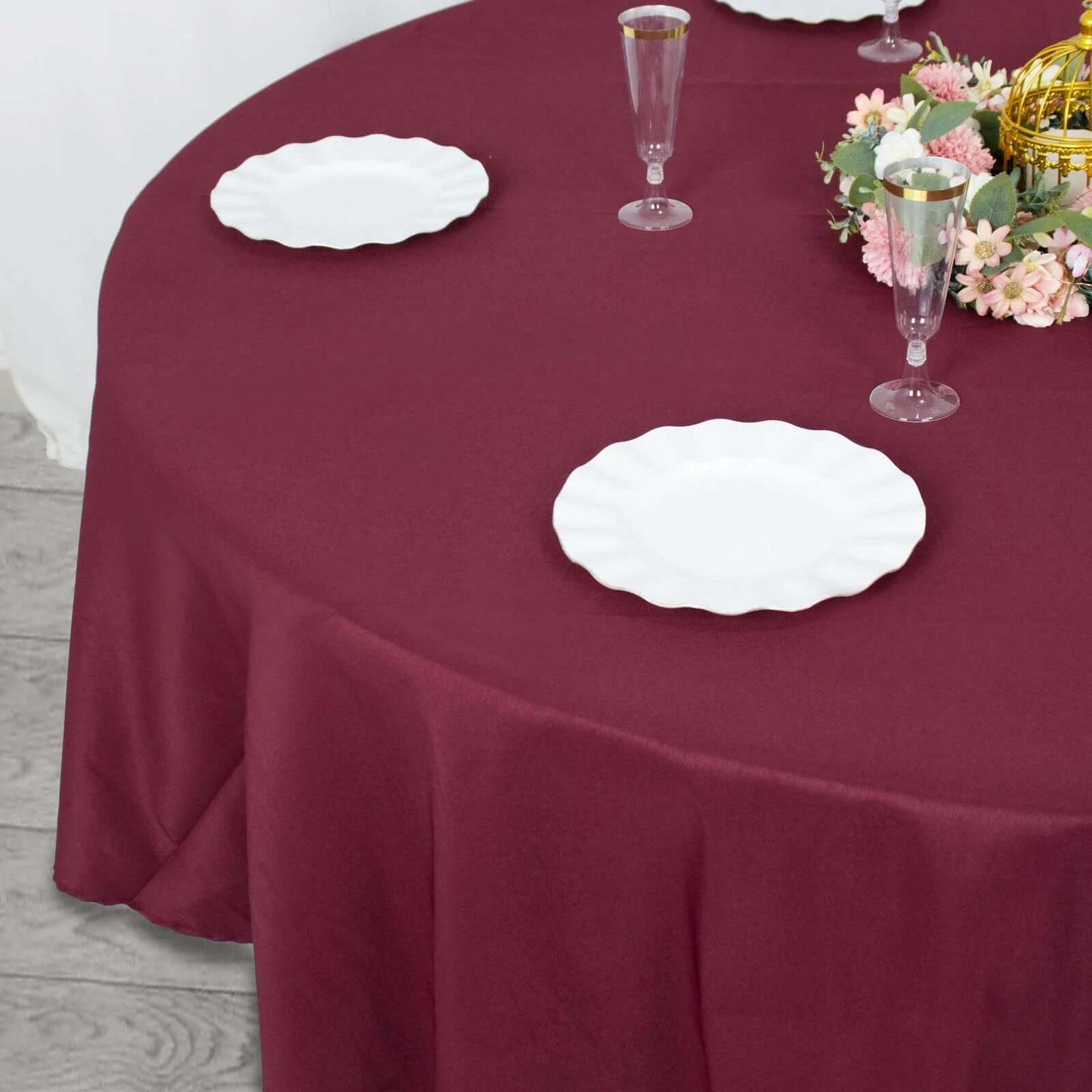 Premium Polyester 90" Round Tablecloth Burgundy - Stain and Wrinkle-Resistant Design with 220GSM Thickness Table Cover