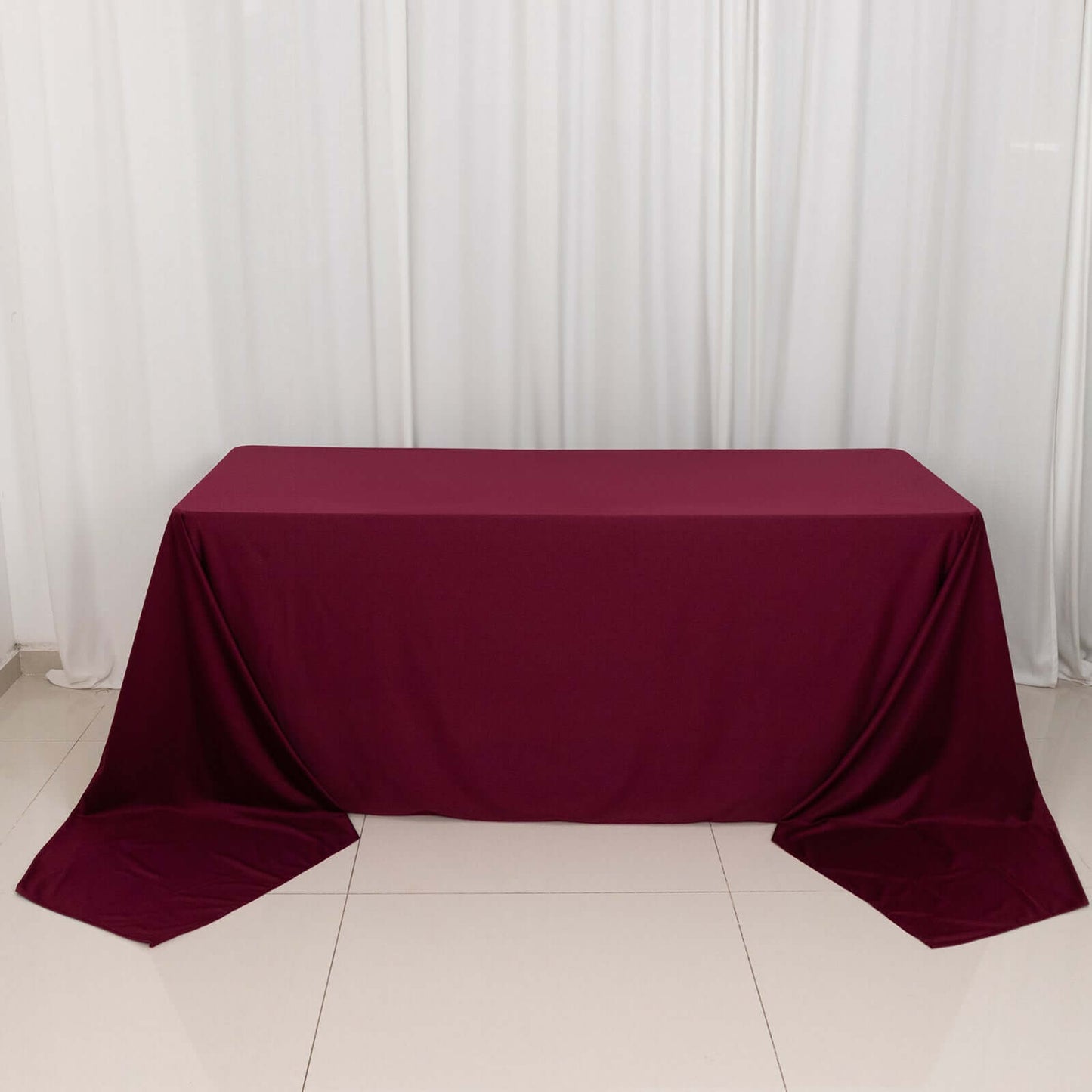 Scuba Rectangular 90"x156" Tablecloth Burgundy - Wrinkle Free, Stain Resistant & Seamless Table Cover