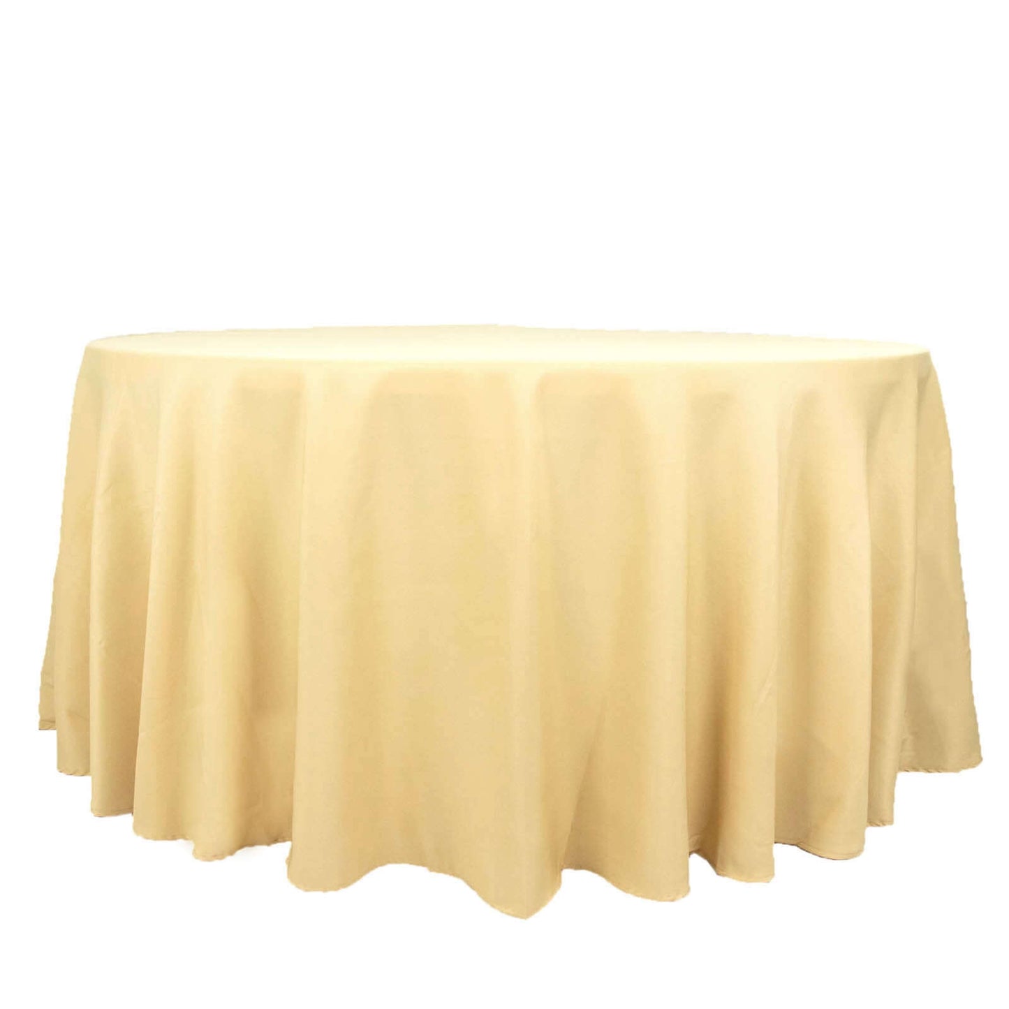 Premium Polyester 120" Round Tablecloth Champagne - Seamless 220GSM Wrinkle-Resistant Table Cover