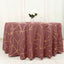 Polyester 120" Round Tablecloth Cinnamon Rose with Gold Foil Geometric Pattern Wrinkle-Resistant Seamless Table Cover