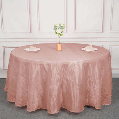 Taffeta 120" Round Tablecloth Dusty Rose - Seamless Accordion Crinkle Table Cover