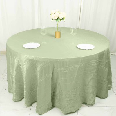 Taffeta 120" Round Tablecloth Sage Green - Seamless Accordion Crinkle Table Cover
