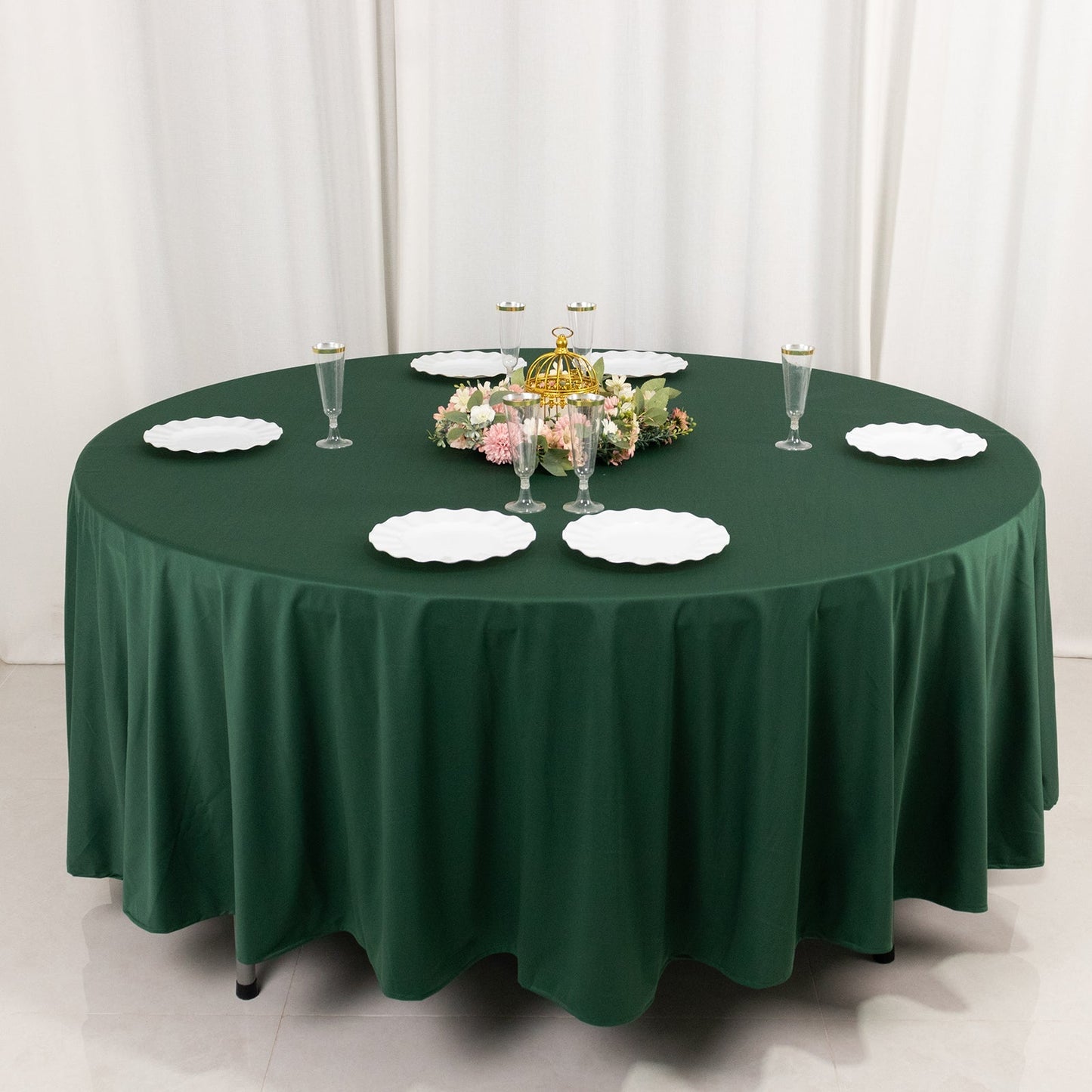 Scuba Round 108" Tablecloth Hunter Emerald Green - Wrinkle Free & Stain Resistant Table Cover